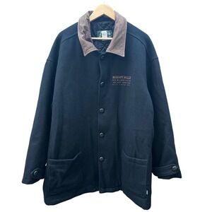 Vintage Roots Men's Black Wool Quilted Heavy Jacket Logo size XXL